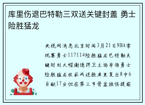 库里伤退巴特勒三双送关键封盖 勇士险胜猛龙